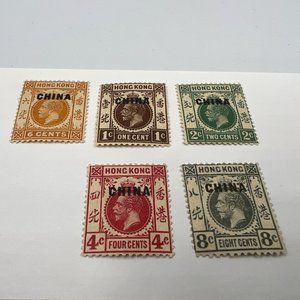 Rare ! Hong Kong China 1917-1927 Set of 5 SG18-28 Fine LMM